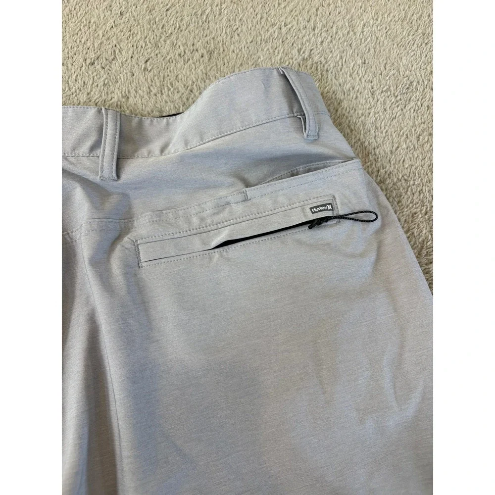Hurley Phantom Mens Hybrid Walk Shorts Light Grey Heather Sz 33/34 Chino Stretch